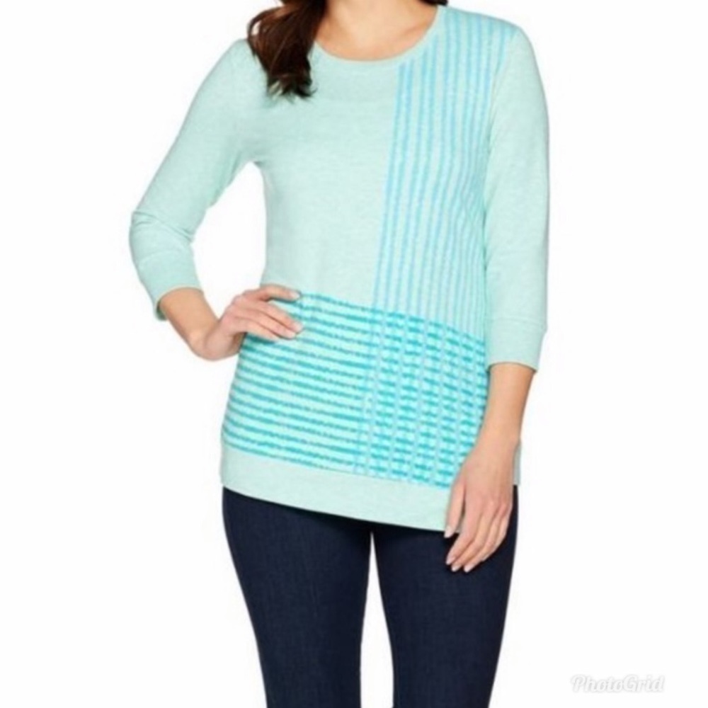 H by Halston Grid Print Pullover Asymmetrical Top